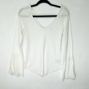 Free People White Long Sleeve Top